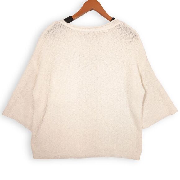 Versona Sheer Sweater Size X-Large Lacey Pullover Open Knit Layering Cream - Picture 7 of 16